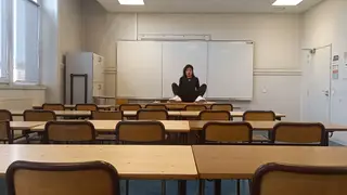 Asian Femboy Strips Red Boxers on Teacher's Desk