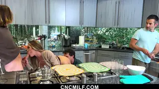 Holiday Free-Use MILF Services Multiple Men at Once