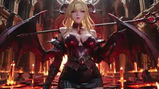 Blonde Demon Queen Teases by Candlelight