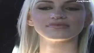 European Blond and Brunette Duo Service Two Cocks in Wild Group Session