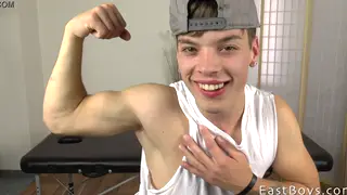 Muscular Stud Receives Slow Handjob During Casting Massage