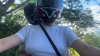 Busty Latina Teases Older Stranger Outdoors in Lingerie