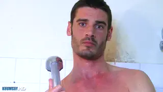 Muscular European Hunk Jerks Off in the Shower