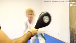 European Teen Tries Karate With Her Teacher