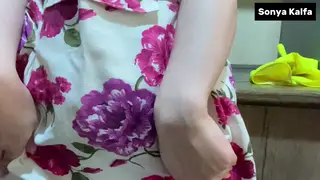 Curvy Stepmom Bent Over Counter Takes Hard Rear Entry