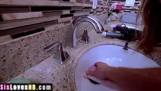 Stepbrother Gets Quick Blowjob Before Couch Pounding