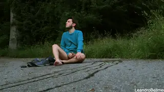 Muscular Exhibitionist Strokes and Pisses on Public Beach