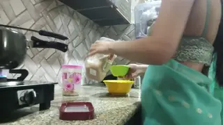 Indian MILF Experiences First Pussy Licking in Kitchen