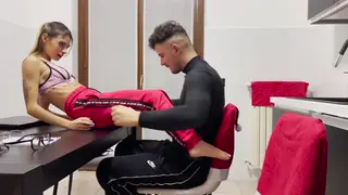 Blonde Secretary Earns Facial After Desk Encounter