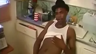 Ebony Guy Strokes His Thick Cock During Solo Session