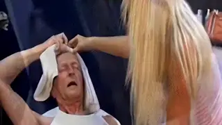 Mature Blonde Services Older Man With Oral and Titjob