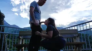 Curvy Latina Teen Sucks Stranger Outdoors in Mountains