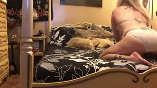Blonde in Lingerie Teases and Pleases Herself