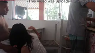 Latina MILF Cheats While Cuckold Husband Cleans Up