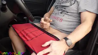 European Stud Works Thick Foreskin in Car POV Outdoors