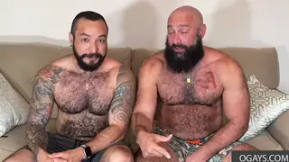 Hairy Studs Bareback on Couch After Casting
