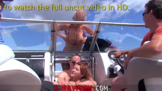 Blonde and Brunette Share Wild Threesome on Speeding Boat