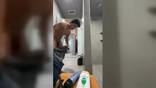 Latino Twink Shows Off in Gym Shower Public Tease
