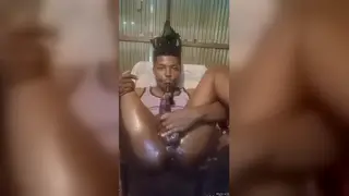 Oiled Ebony Stud Jerks His Thick Shaft to Climax