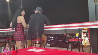 Curvy Brunette Nanny Fucks in Car While Husband Watches