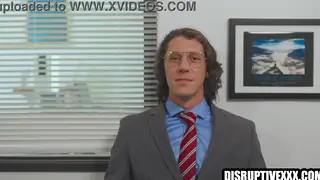 Office Hunk Claims Uniformed Colleague at Desk