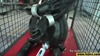 Japanese Teen in Latex Bondage Enjoys Toy Massage