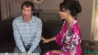Oily Nuru Massage Turns Into a Slippery Threesome Finale