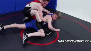 Wrestling Twinks Trade Blowjobs Before Bareback Fuck