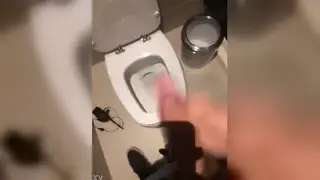 Guy Jerks Off Quickly in Bathroom Mirror