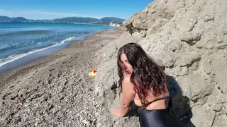 Curvy Indian MILF Sucks and Rides on a Public Beach