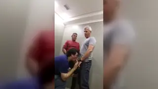 Mature Daddy Cruises Public Restroom for Blowjob
