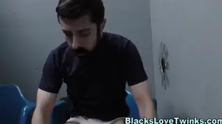 Bearded Ebony Bear Receives Facial After Interracial Blowjob