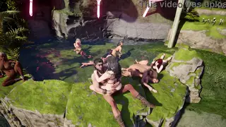 Busty Women Turn a Mountain Pool into a Lesbian Orgy