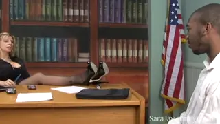 Blonde Office Worker Takes a BBC on Her Desk