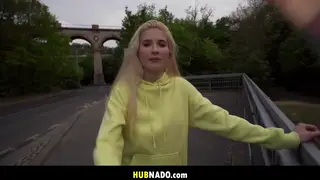 Blonde European Beauty Services Her Man in Open Air