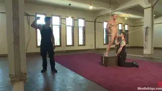 Muscle Bodybuilder Edged by a Gangbang in the Gym