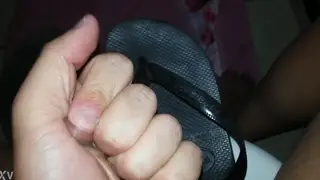 Latino Delivers Second Cumshot on Feet in Fetish Clip