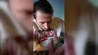 Mature European Stud Deep-Throats His Own Thick Shaft