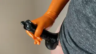 European Twink Strokes Sheathed Cock to Gloved Cumshot