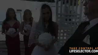Brunette Bride Shares Two Cocks in a Wild Wedding Threesome