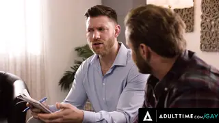 Straight Client Explores First Gay Anal in Office Session
