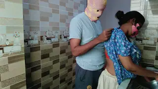 Indian MILF Takes Creampie From Husband in Kitchen Doggystyle
