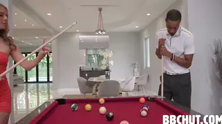 Petite MILF Takes POV Blowjob After Billiards Bet