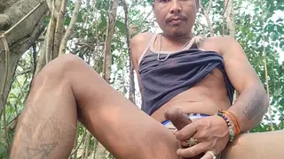 Inked Indian Soldier Enjoys Massage in Forest Setting