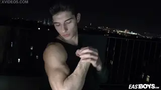 Muscular European Guys Share a Massage Casting Outdoors
