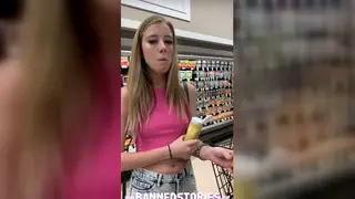 Blonde Teen Flashes in Store Then Rides POV Style