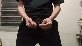 Asian Twink in Uniform Strokes Big Cock to Cumshot