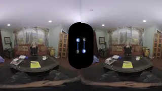 Blonde French Tutor Rides Student in VR Classroom