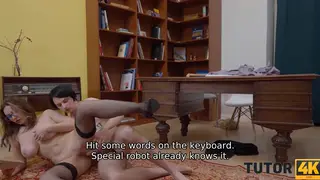 Busty European MILF Tutor Seduces Student in Stockings Roleplay