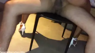 Wife Rides a Friend's Cock at a Gloryhole While Husband Watches